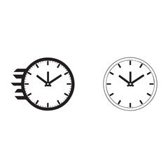 Fast and slow clock icons black and white design