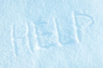 an inscription in the snow that requires help