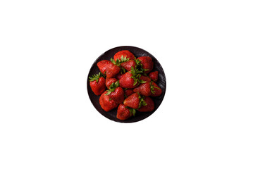 Strawberry, fresh juicy berries and fruits as background