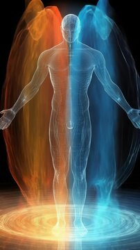 Human energy field: electromagnetic essence, radiant aura, subtle charge, magnetic presence, dynamic glow, vibrational influence, energetic protection, bioelectric flow, spiritual energy.