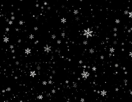 Falling snowflakes on black background (1)