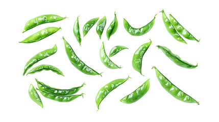 Fresh Green Pea Pods Vibrant Flat Lay for Food Blogs  Recipes on transparent background