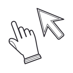 Hand and arrow cursor icon. Adobe Illustrator Artwork