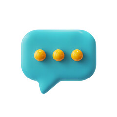 3D message icon in blue bubble with three dots, online communication, and social interaction, 3d illustration. Generated by Ai.