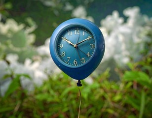 Blue Clock Balloon in Nature
