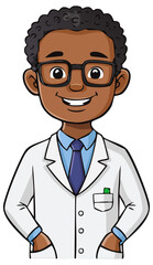 Fototapeta premium Cartoon medical professional in lab coat, isolated 