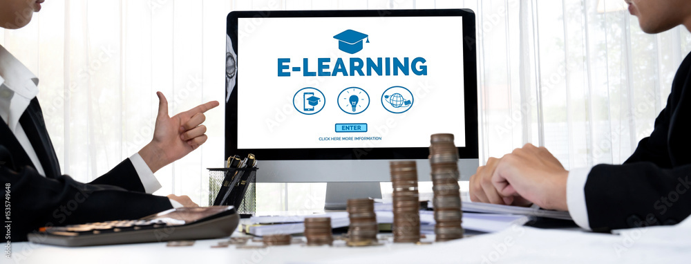Poster e-learning website with brisk sofware for student to study online on the internet network