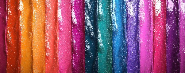 Vertical stripes of colorful glitter with sparkling texture. Abstract background for design, party invitation, or celebration backdrop