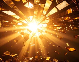 Shattered Mirror with Golden Light Rays
