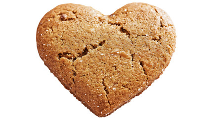 A close up image of a delicious heart shaped cookie on white background
