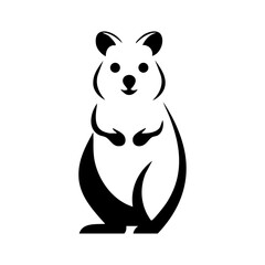 Minimalist vector logo of a standing quokka with smooth body contours.

