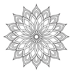 An intricate black and white floral pattern with ornate vintage elements and a circular mandala design, perfect for retro tattoo art or decorative illustrations and banners
