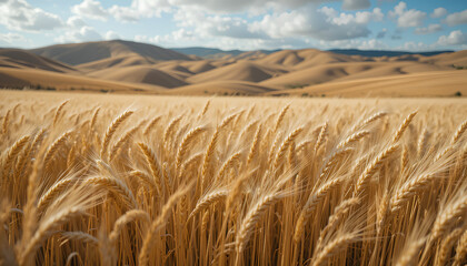 Golden Wheat Field Under Blue Sky &ndash; Rural Landscape and Harvest Season