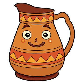 Elegant traditional Indian Surahi, a water pitcher made of clay, keeping drinks cool naturally.