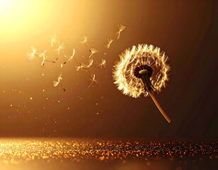 Dandelion Seed Dispersal in Golden Light