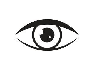 Eye icon vector illustration showing a detailed human eye design with iris, eyelashes, and artistic elements