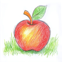 Red Apple with Crayon Texture
