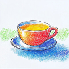 Crayon Drawing of a Tea Cup
