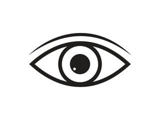 Eye icon vector illustration with iris and eyelash in a simple design style