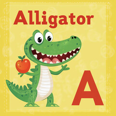 Alligator Letter A Educational Poster