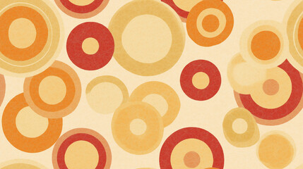 Seamless Retro Wallpaper with Circular Geometric Pattern in Warm Faded Tones – Vintage Mid-Century Design Background 