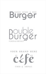 Logotypes set for burger, fastfood and foodcourts