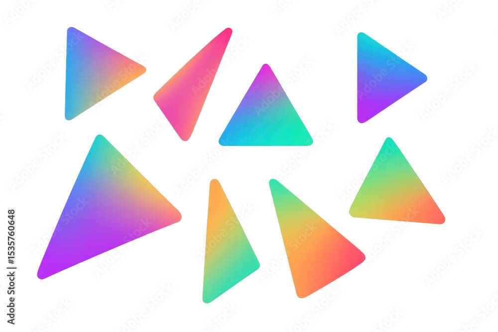 Aufkleber geometric gradient triangles hovering dynamically, forming translucent abstract pattern with vibrant