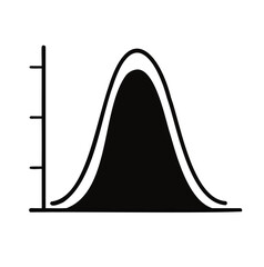 Bell Curve Graph Icon – Dual Distribution Outline Vector on White Background