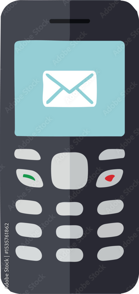 Poster old mobile phone with message icon on screen vector illustration design
