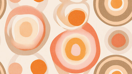 Seamless Retro Wallpaper with Circular Geometric Pattern in Warm Faded Tones – Vintage Mid-Century Design Background 