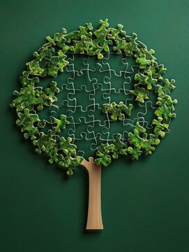 A puzzle tree with a piece missing