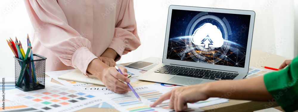 Poster cloud computing software for brisk remote work and personal data storage