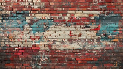 Red Brick Wall Texture with Graffiti Art Urban Background