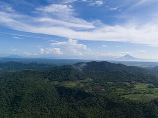 Fototapeta premium Nicaragua green mountain hills with blue sky