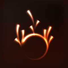 circle with arrows , decorative  glow warm light effect Isolated in deep brown background 