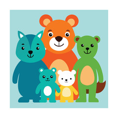 Fototapeta premium Happy Animals Celebrating Family Day Artwork