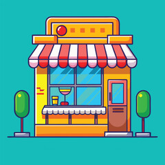 Colorful shop storefront vector illustration perfect for retail business graphics and urban location design