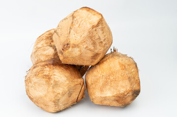 Fresh cut of pile coconuts
