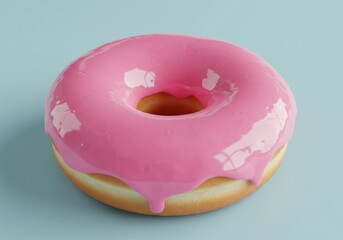 Delicious donut with a glossy pink frosting