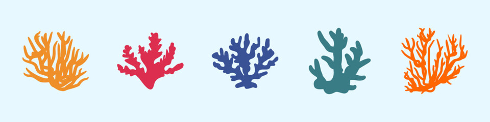 Naklejka premium Hand Drawn Underwater Coral Reefs with Colorful Tropical Fish – Marine Ocean Life Illustration
