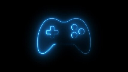 Glowing neon line Video game and streaming culture concept. Use for esports branding or a tech event promotion. Glowing futuristic neon gamepad icon for gaming UI - Powered by Adobe