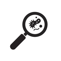 Magnifying Glass and Microbe Flat Science Icon