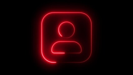 Glowing neon line person or people sign animation background. User or profile or avatar icon. Person or people sign icon animated. Neon glowing user icon animation. neon profile icon. - Powered by Adobe