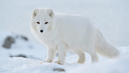 Naklejka premium Arctic fox in winter snowy landscape