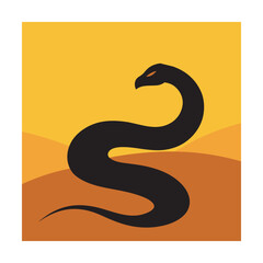 Coiled Snake On Sandy Background