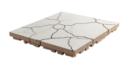 Decorative tiles with cracks on an isolated white background - Concept of isolate, no background  