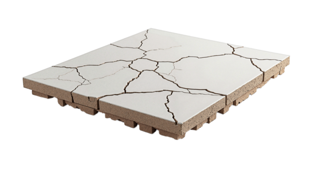 Decorative tiles with cracks on an isolated white background - Concept of isolate, no background  