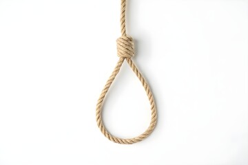Noose lying on white background. Suicide concept. Hanging. Depression disease.