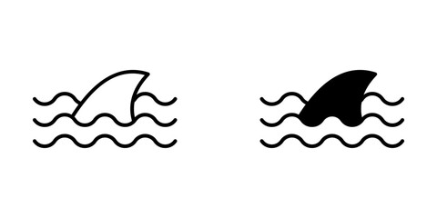shark fin  Icon set Symbol isolated white background. vector illustration. color editable.