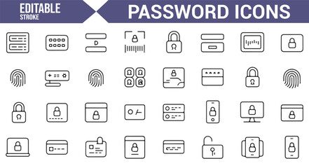 Digital protection icons set for password security, wifi encryption, and network safety.

